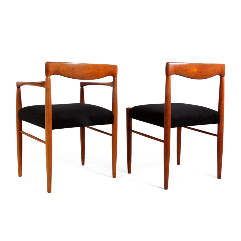 Set of 8 Bramin chairs in teak and black fabric, H. W. KLEIN - 1960s
