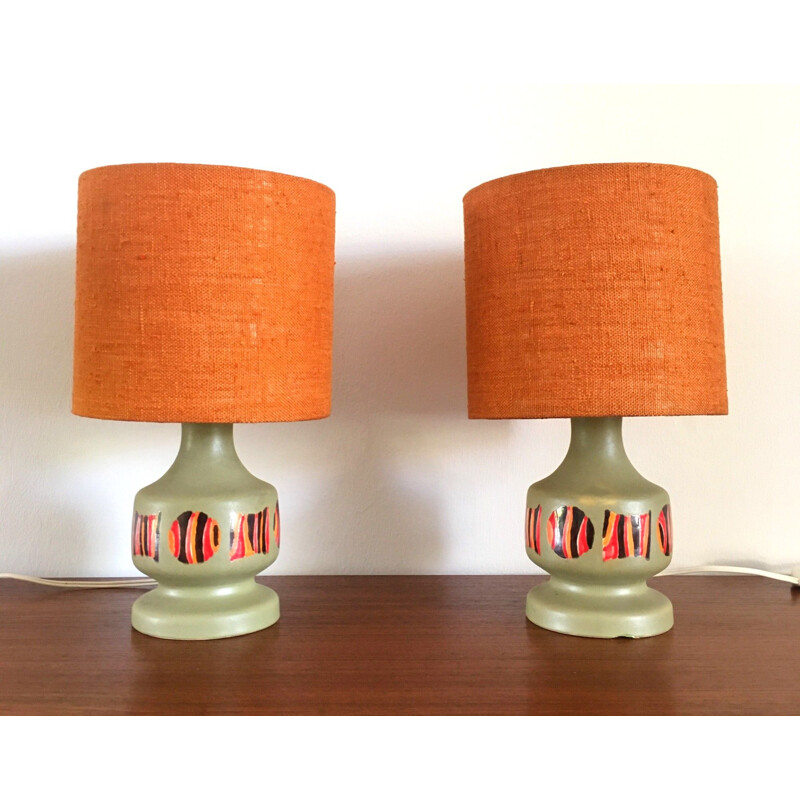 Paire de lampes vintage en céramique, 1970