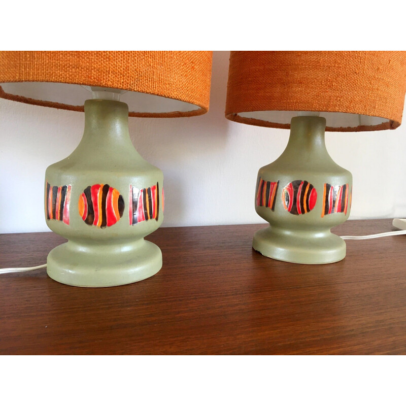 Pair of vintage ceramic lamps, 1970