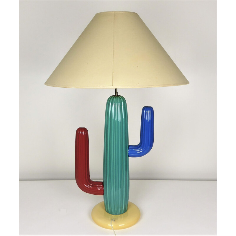 Large "Cactus" lamp in coloured ceramic, François CHATAIN - 1980s