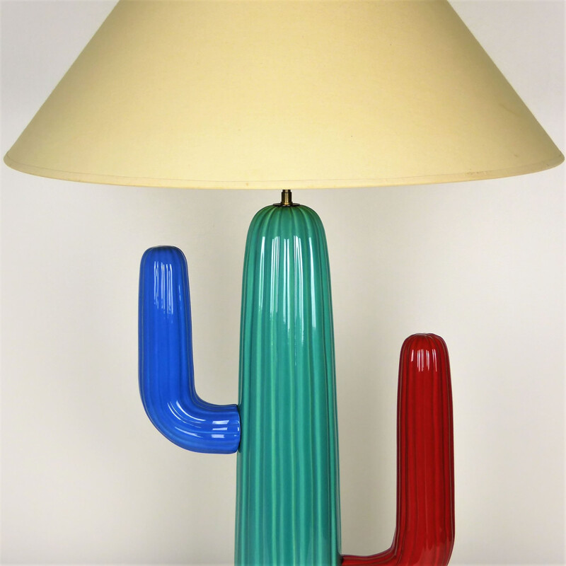 Large "Cactus" lamp in coloured ceramic, François CHATAIN - 1980s