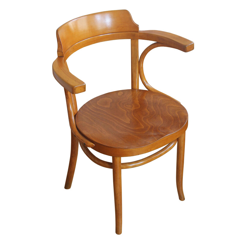 Cadeira de madeira Vintage Mundus, Checoslováquia 1930