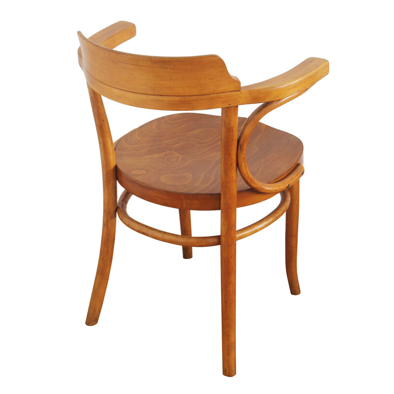 Vintage Mundus houten stoel, Tsjechoslowakije 1930