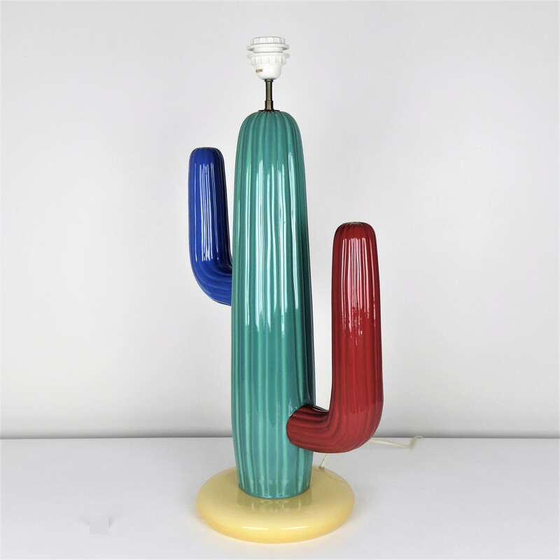 Large "Cactus" lamp in coloured ceramic, François CHATAIN - 1980s