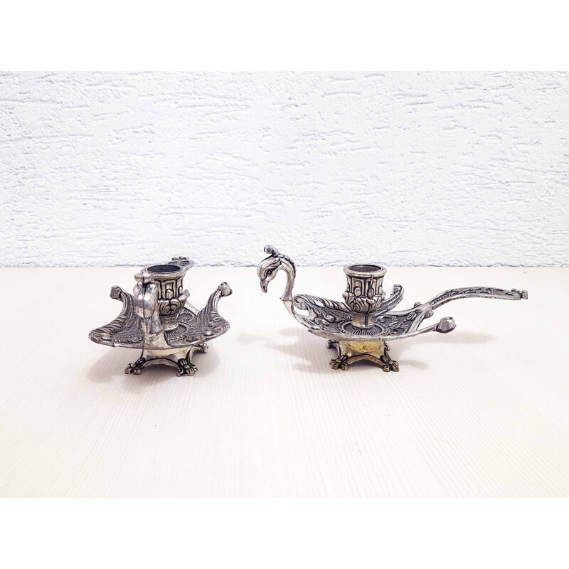 Pair of Art Nouveau vintage candlesticks, 1950s