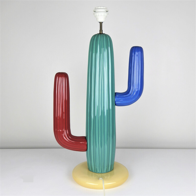 Large "Cactus" lamp in coloured ceramic, François CHATAIN - 1980s