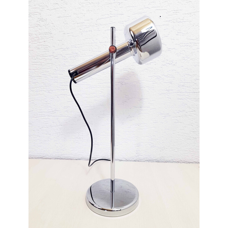 Vintage lamp on chrome plated metal stem, 1970