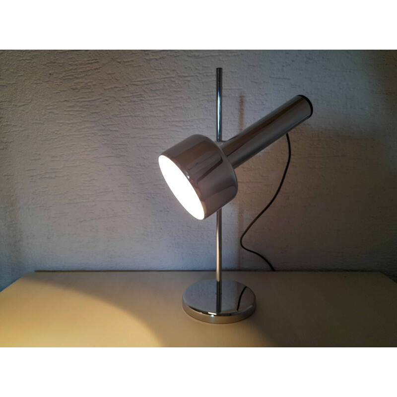 Lampe vintage sur tige métal chromé, 1970