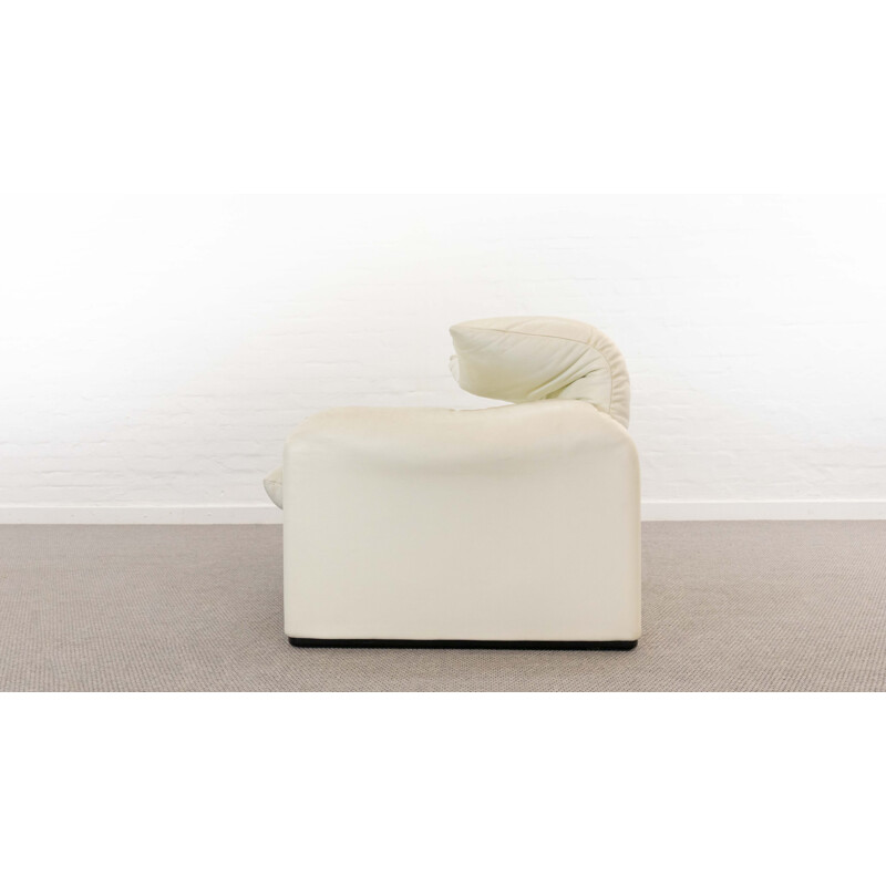Maralunga 2-seater sofa in white leather by Vico Magistretti for Cassina, Italy 1973
