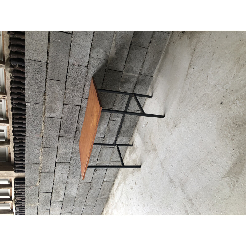 Vintage steel tube desk with oakwood top, 1950