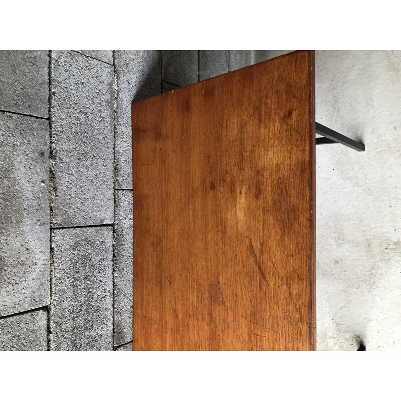 Vintage steel tube desk with oakwood top, 1950