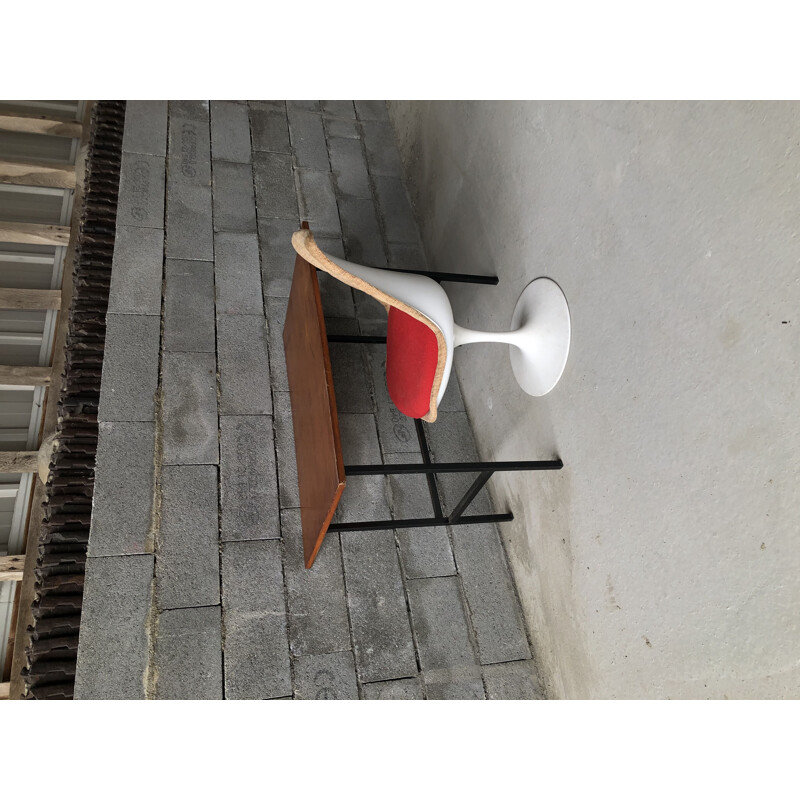 Vintage steel tube desk with oakwood top, 1950