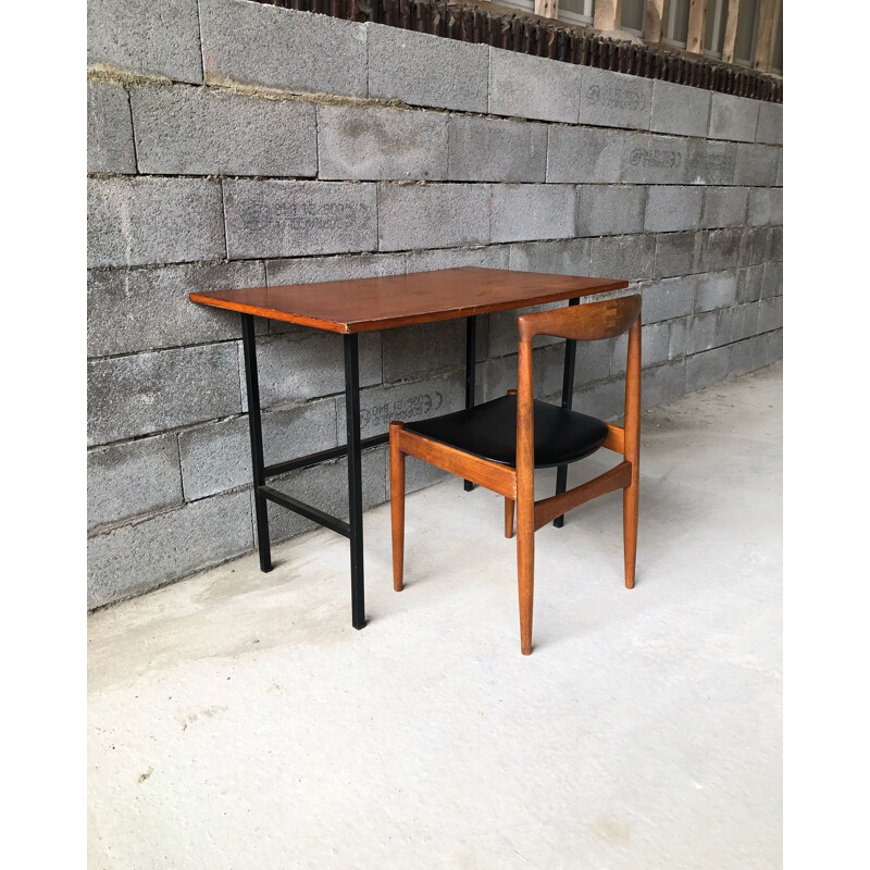 Vintage steel tube desk with oakwood top, 1950