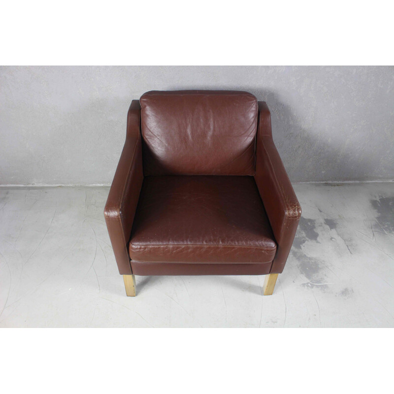 Danish vintage brown leather armchair, 1970s