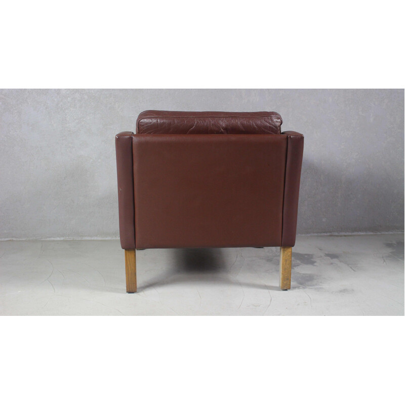 Danish vintage brown leather armchair, 1970s