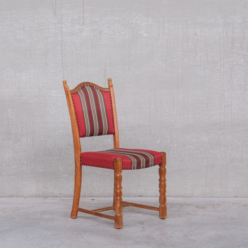 Set of 6 mid-century oakwood Danish dining chairs by Henning Kjaernulf, 1960s