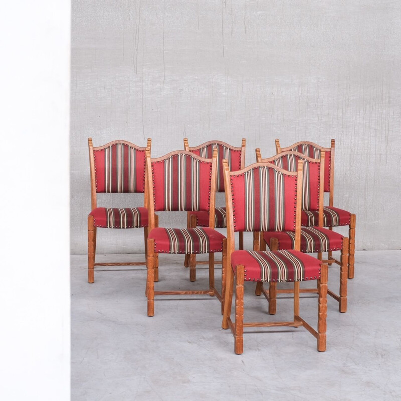 Set of 6 mid-century oakwood Danish dining chairs by Henning Kjaernulf, 1960s