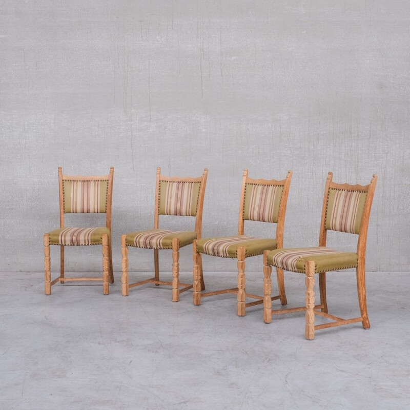 Set of 4 mid-century oakwood Danish dining chairs by Henning Kjaernulf, 1960s
