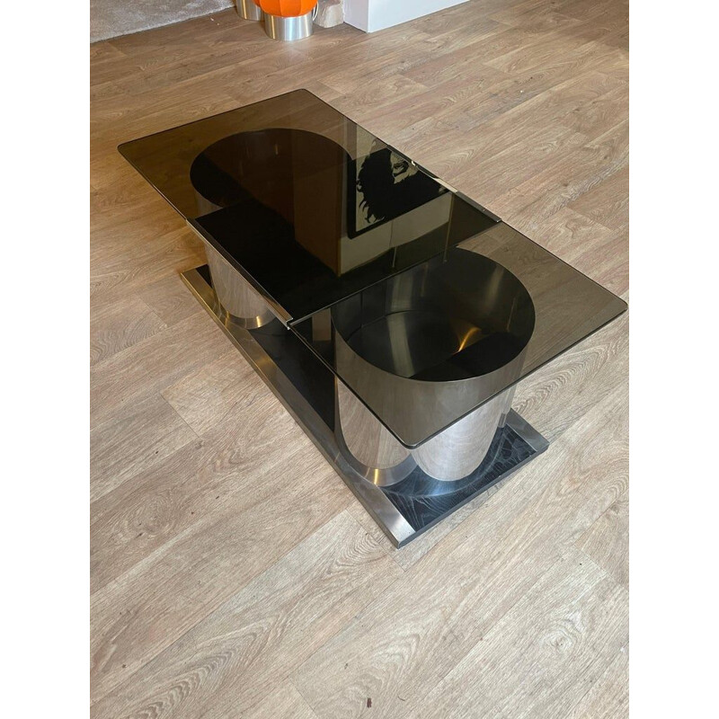Vintage smoked glass coffee table by Lodovico Acerbis, 1970