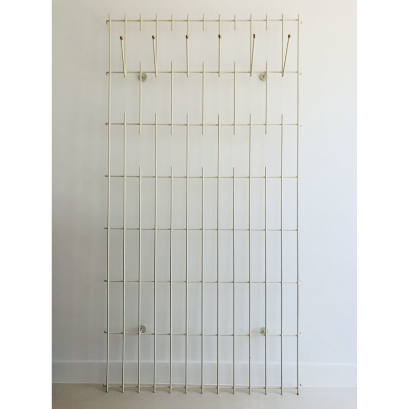 Vintage grid wall coat rack, Germany 1950s