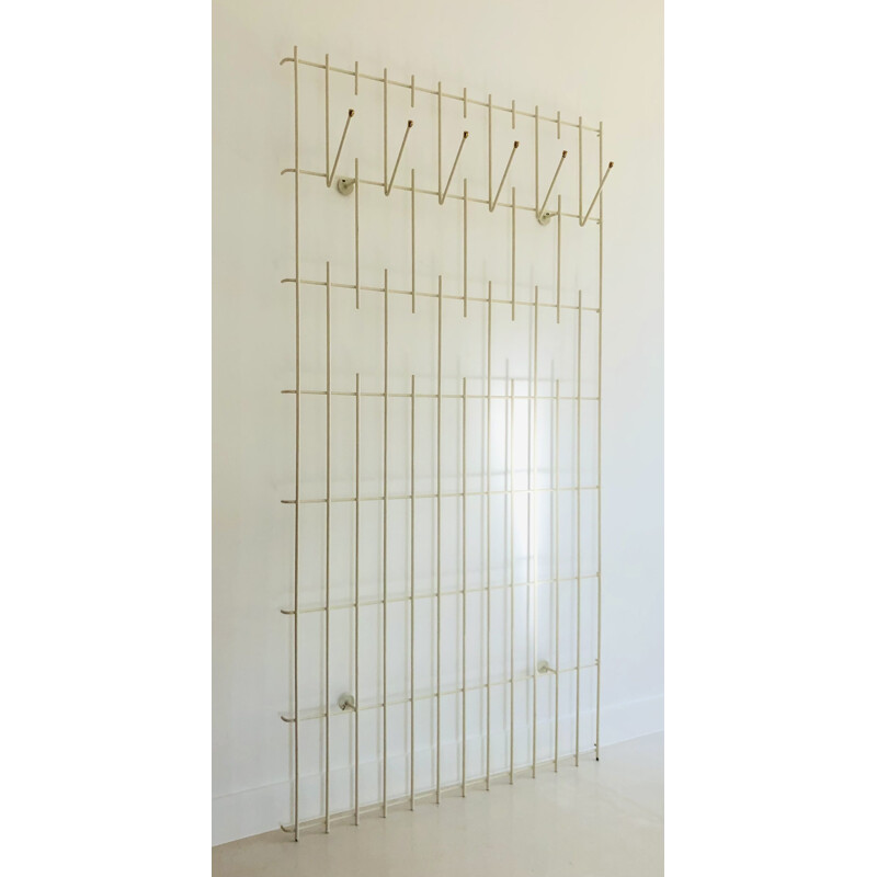 Vintage grid wall coat rack, Germany 1950s