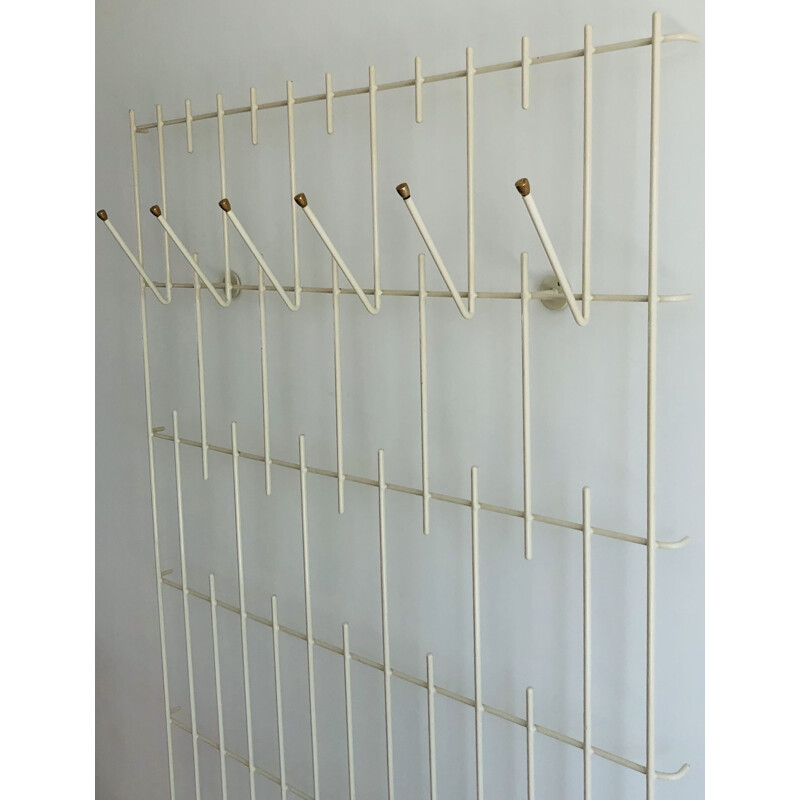 Vintage grid wall coat rack, Germany 1950s