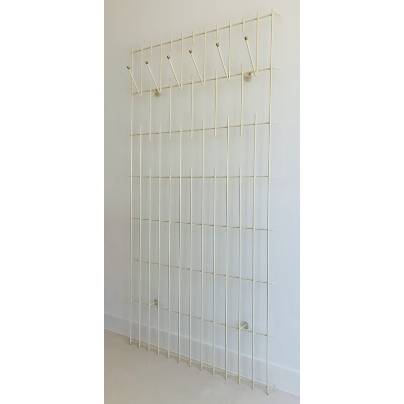 Vintage grid wall coat rack, Germany 1950s