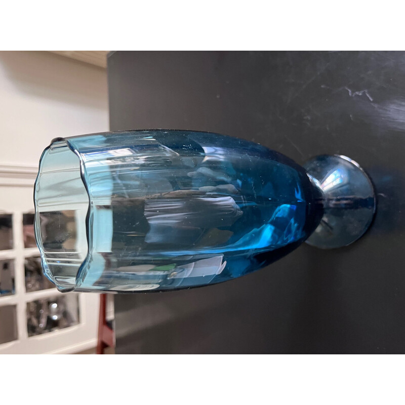 Vintage Italian blue glass vase, 1970
