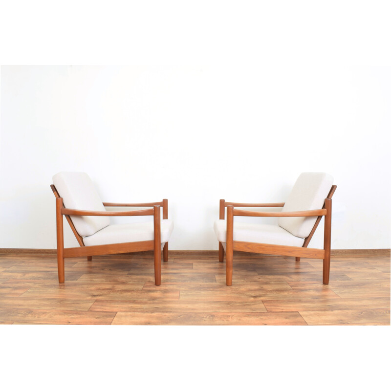 Paar vintage Deense teakhouten fauteuils, 1970