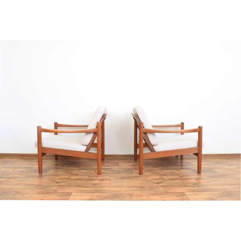 Paar vintage Deense teakhouten fauteuils, 1970