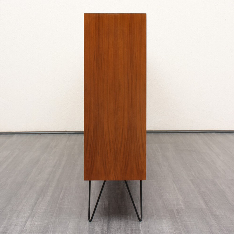 High WK cabinet in walnut with metal hairpin legs, Georg SATINK - 1950s