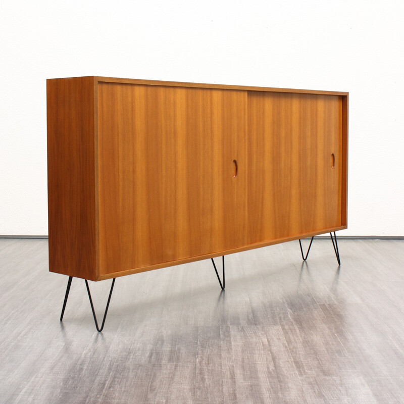 High WK cabinet in walnut with metal hairpin legs, Georg SATINK - 1950s