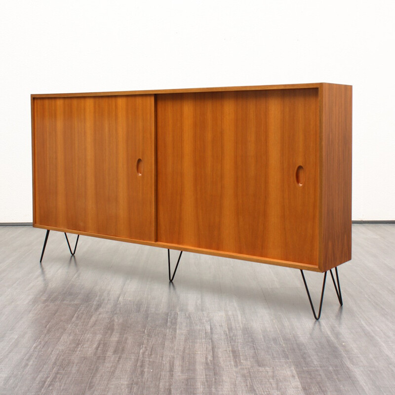 High WK cabinet in walnut with metal hairpin legs, Georg SATINK - 1950s