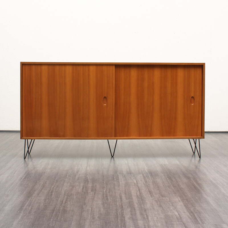 High WK cabinet in walnut with metal hairpin legs, Georg SATINK - 1950s