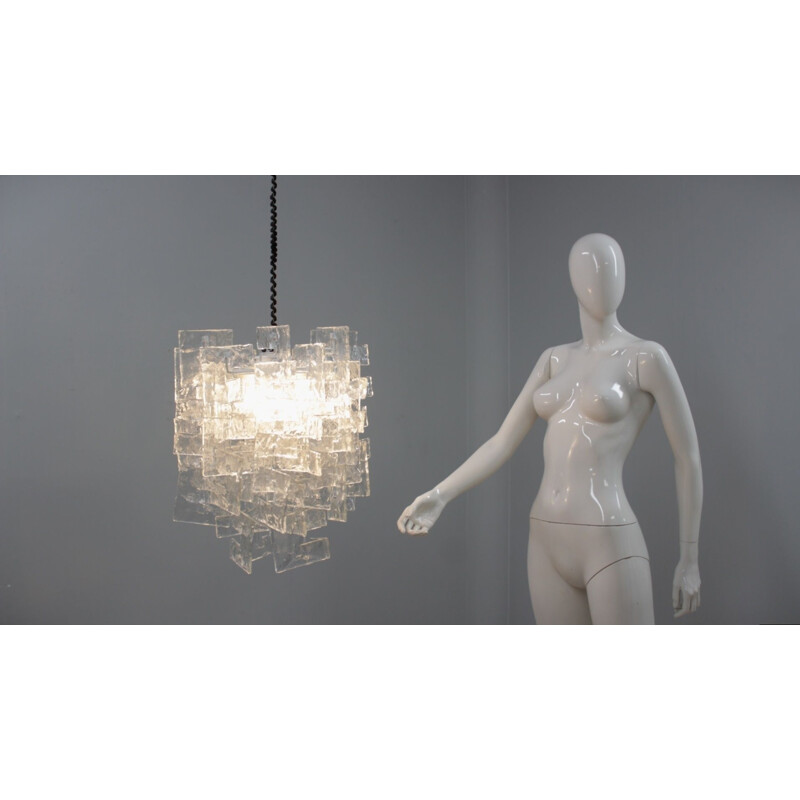 Vintage Murano glass chandelier by Carlo Nason for Mazzega, 1960s