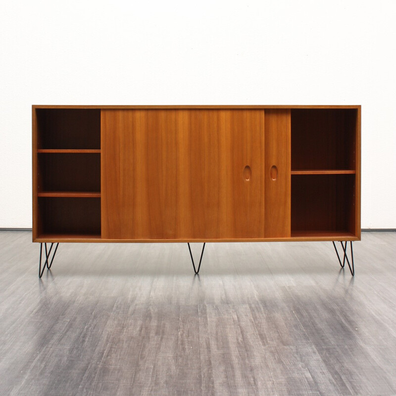High WK cabinet in walnut with metal hairpin legs, Georg SATINK - 1950s