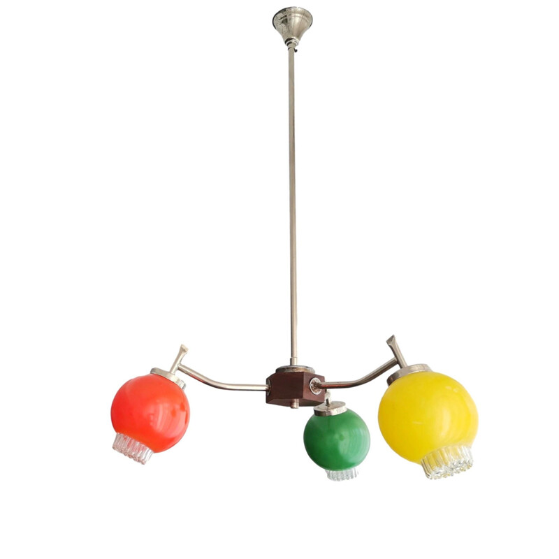 Mid century multicolored Sputnik light fixture chandelier, 1950s