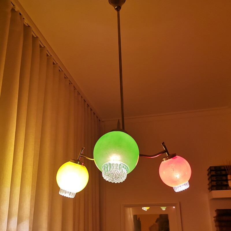 Mid century multicolored Sputnik light fixture chandelier, 1950s