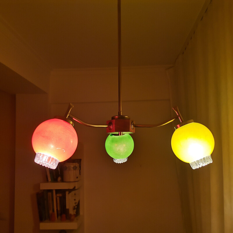 Mid century multicolored Sputnik light fixture chandelier, 1950s