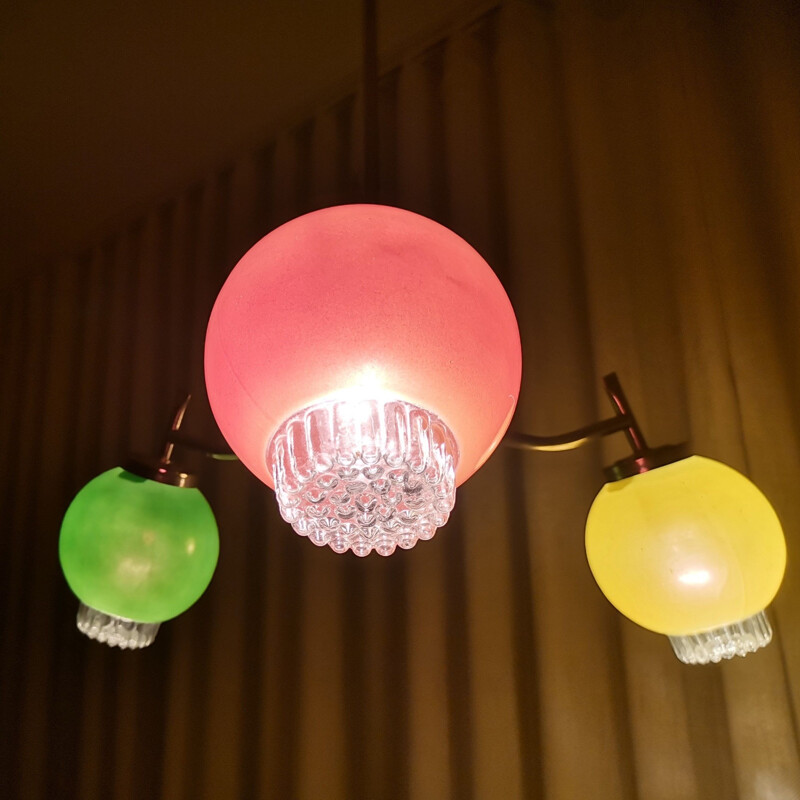 Mid century multicolored Sputnik light fixture chandelier, 1950s