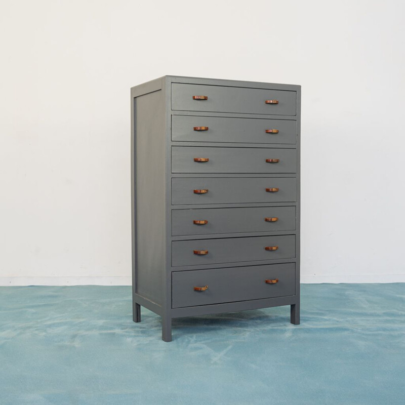 Vintage Optical chest of drawers in wood, 1940s
