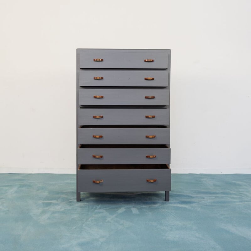 Vintage Optical chest of drawers in wood, 1940s