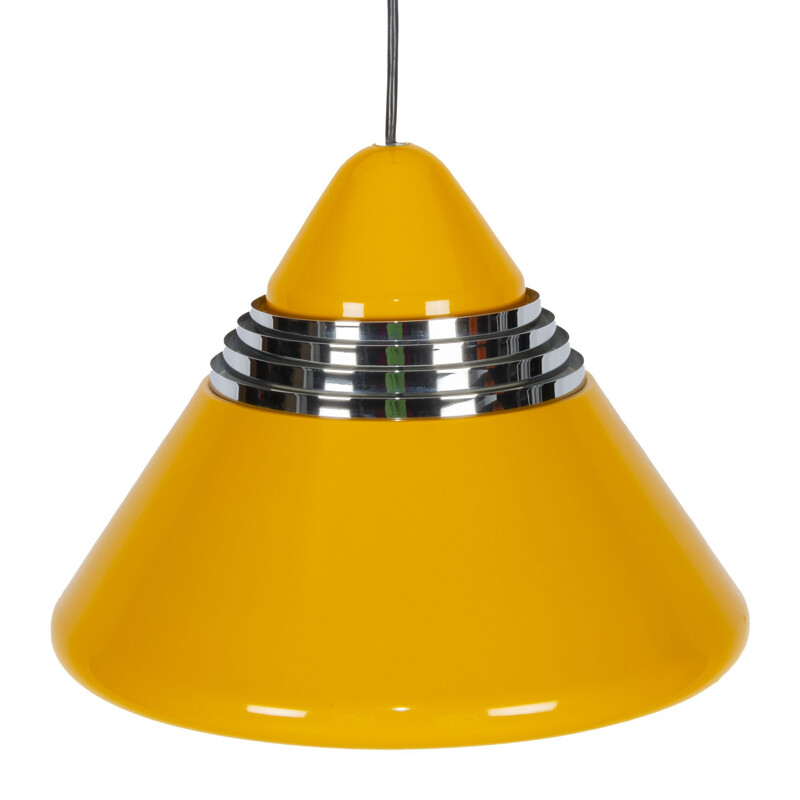 Vintage yellow cone pendant lamp by Kazuo Motozawa for Staff, 1970s