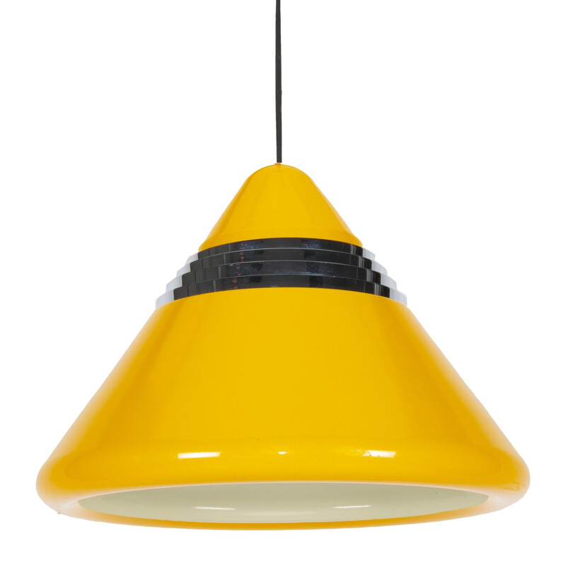 Vintage yellow cone pendant lamp by Kazuo Motozawa for Staff, 1970s