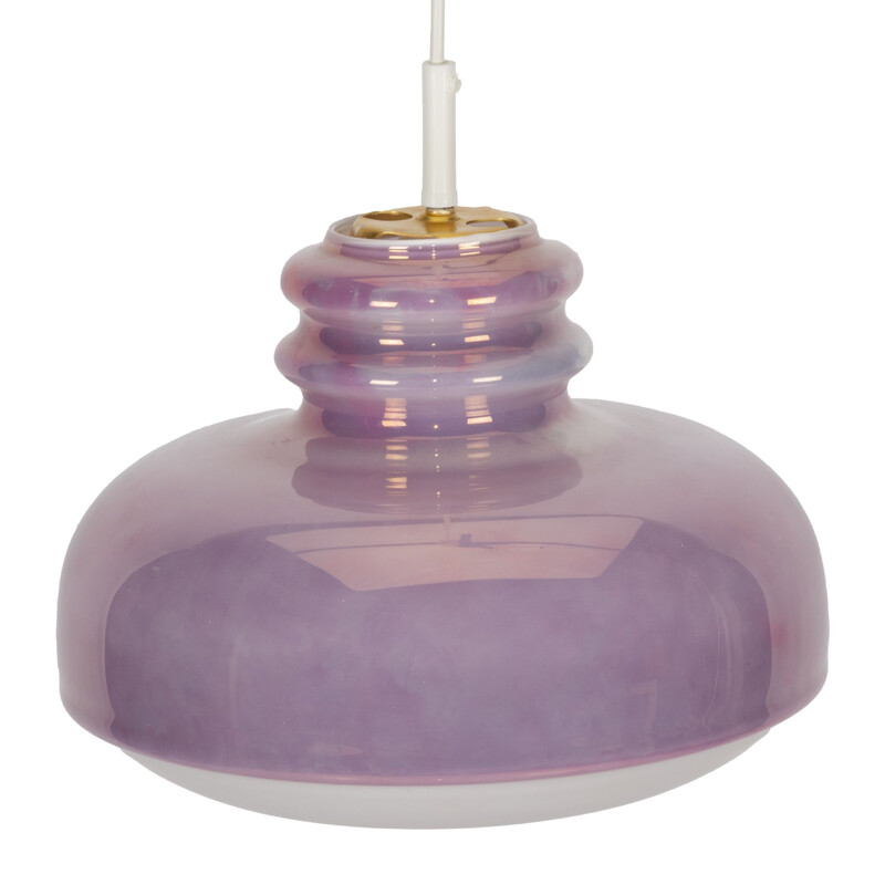 Vintage purple glass "Peil & Putzler" pendant lamp 