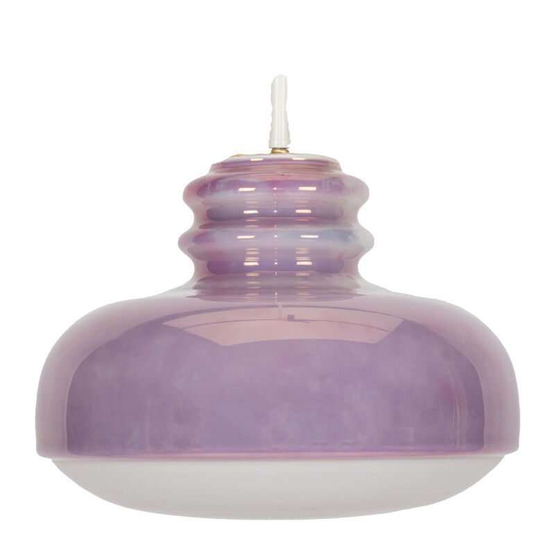 Vintage purple glass "Peil & Putzler" pendant lamp 