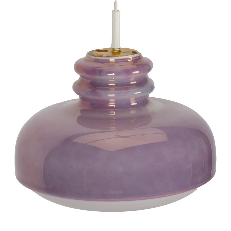 Vintage purple glass "Peil & Putzler" pendant lamp 