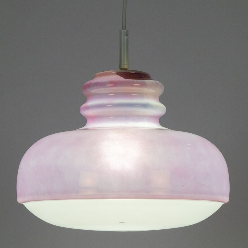 Vintage purple glass "Peil & Putzler" pendant lamp 