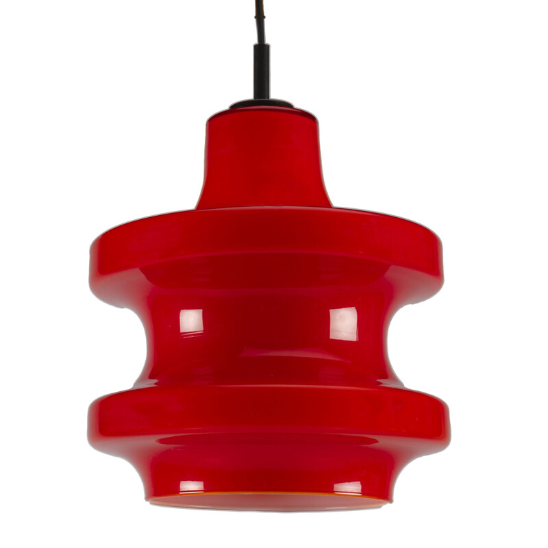 Vintage "Peil & Putzler" red glass pendant lamp  