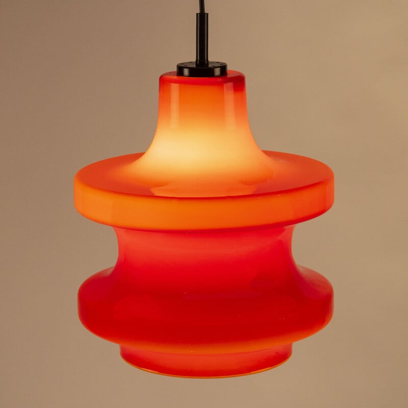Vintage "Peil & Putzler" red glass pendant lamp  